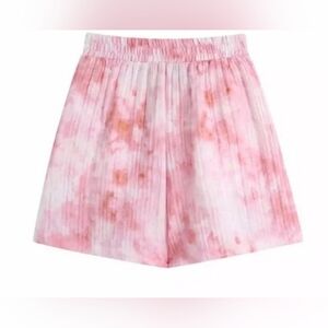 NWOT Zara Pink Tie-Dye Crinkley Women's Shorts With Pockets